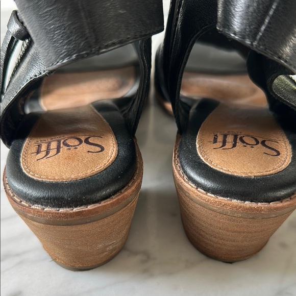 Sofft Black Perforated Leather Heel Sandals - Picture 5 of 7